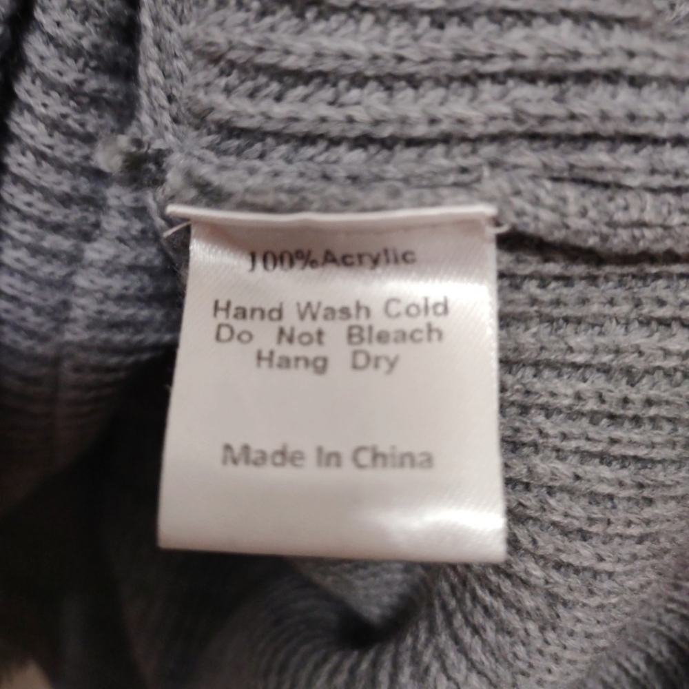 all:row Gray Crew Neck Fringe Bottom Sweater Large - Picture 5 of 6